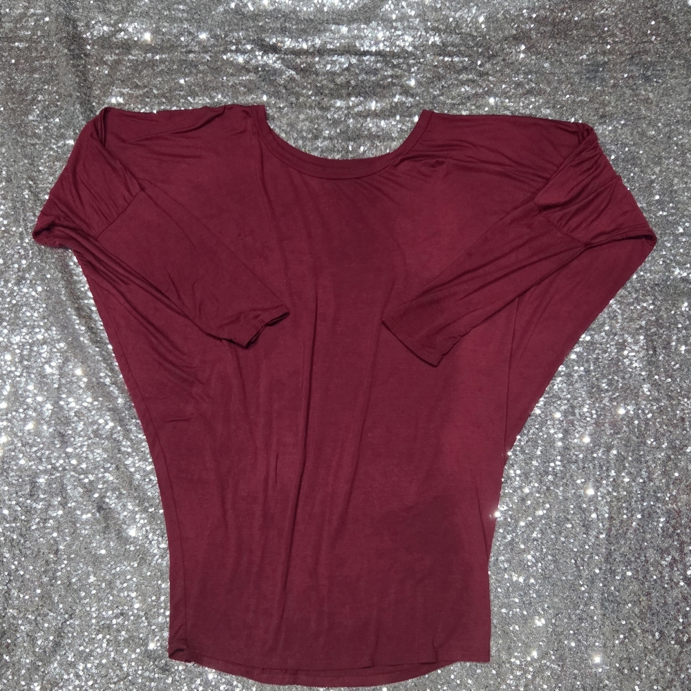 Chic Maroon Long Sleeve Women's Top